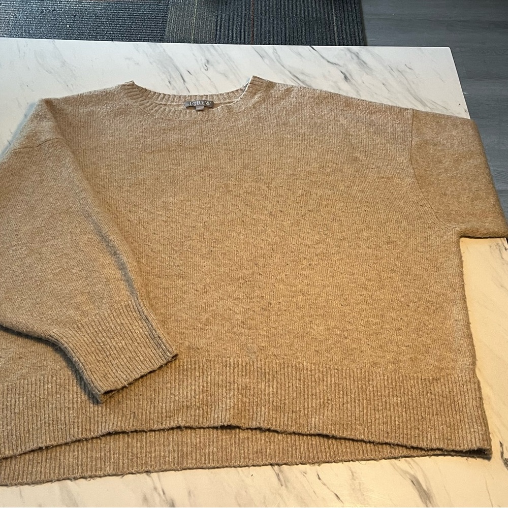 J. Crew Tan Crewneck Sweater Classic Lambswools